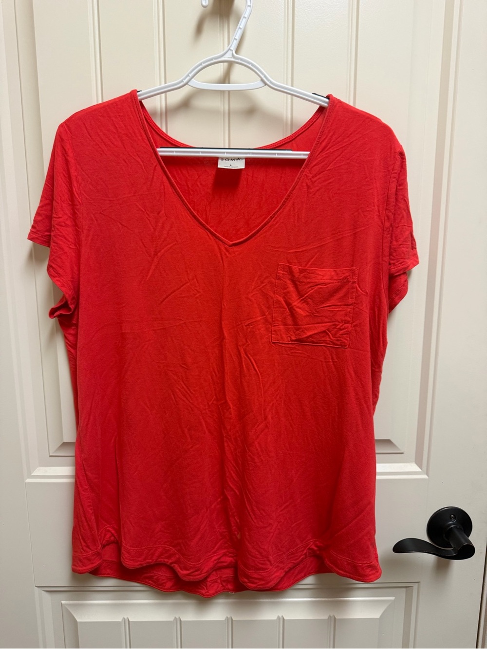 Soma Red V-Neck Pocket Tee